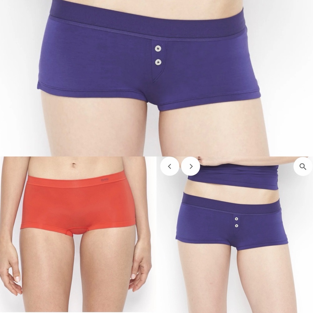 BeMe New York 1 Red Boyshort & 2 Indigo Blue Sleep Boxers (Set of 3) Small. NWT